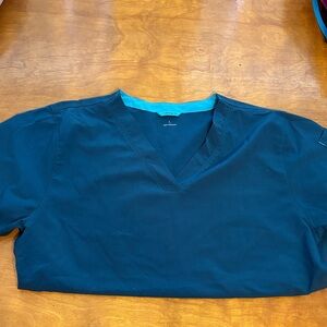 Women's dark teal V-Neck scrub top